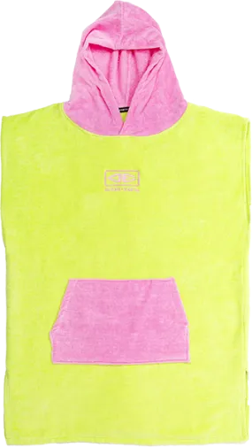 Ocean and Earth Youth Hooded Poncho Lime/Pink