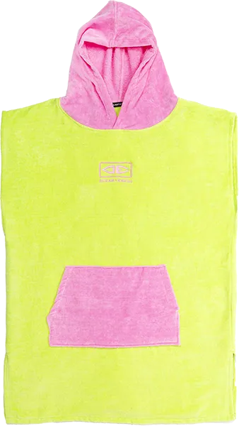 Ocean and Earth Youth Hooded Poncho Lime/Pink