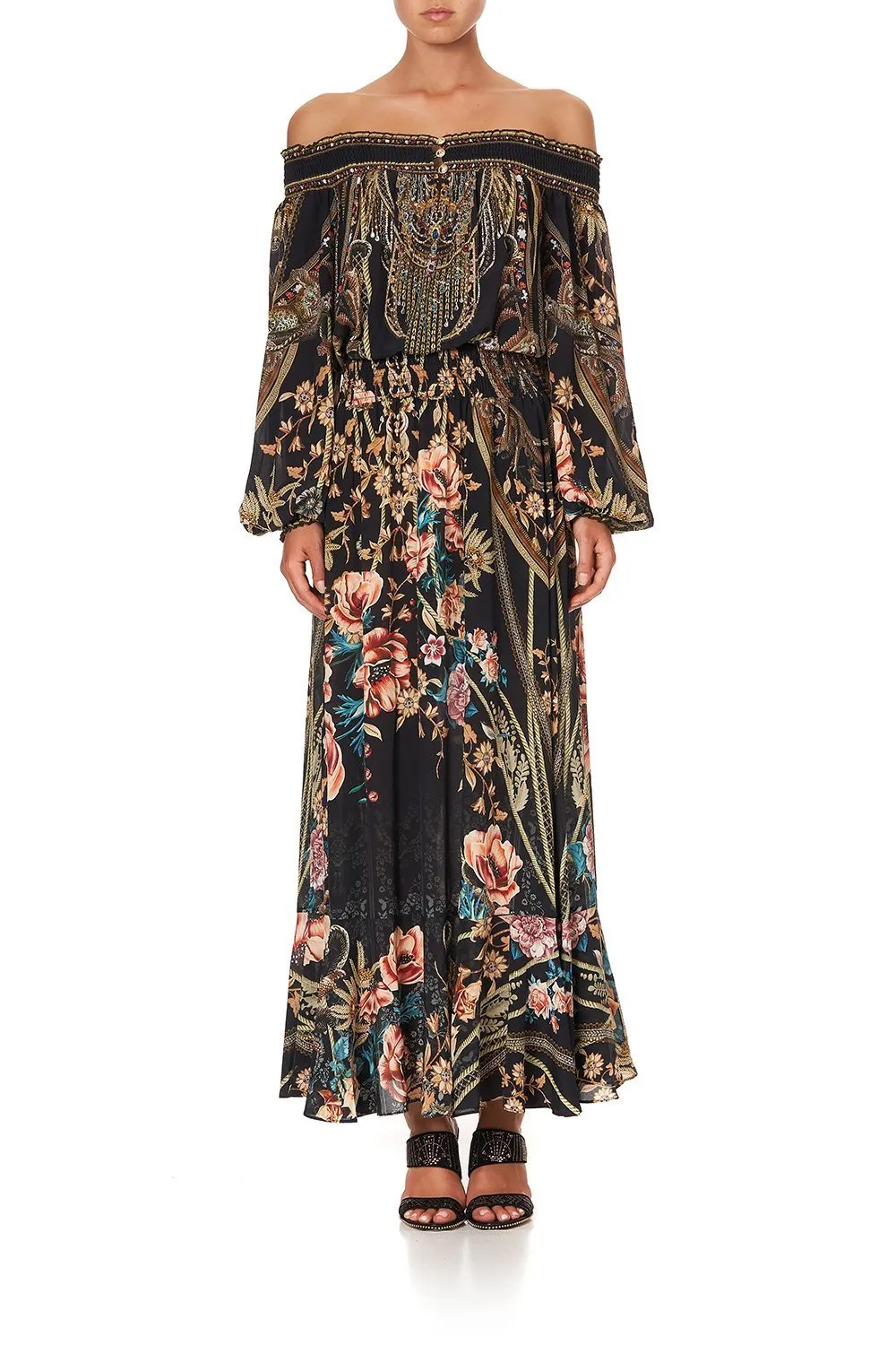 OFF SHOULDER SHIRRED DRESS BELLE OF THE BAROQUE