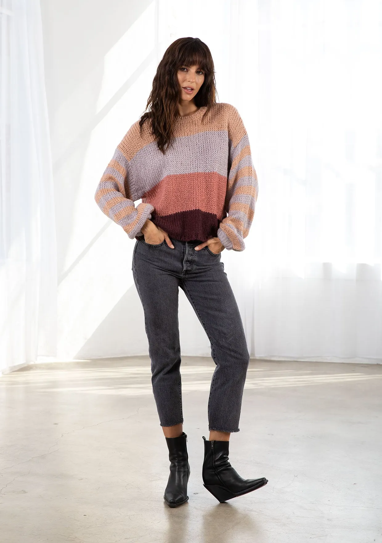 Oversized Cozy Striped Pullover Sweater