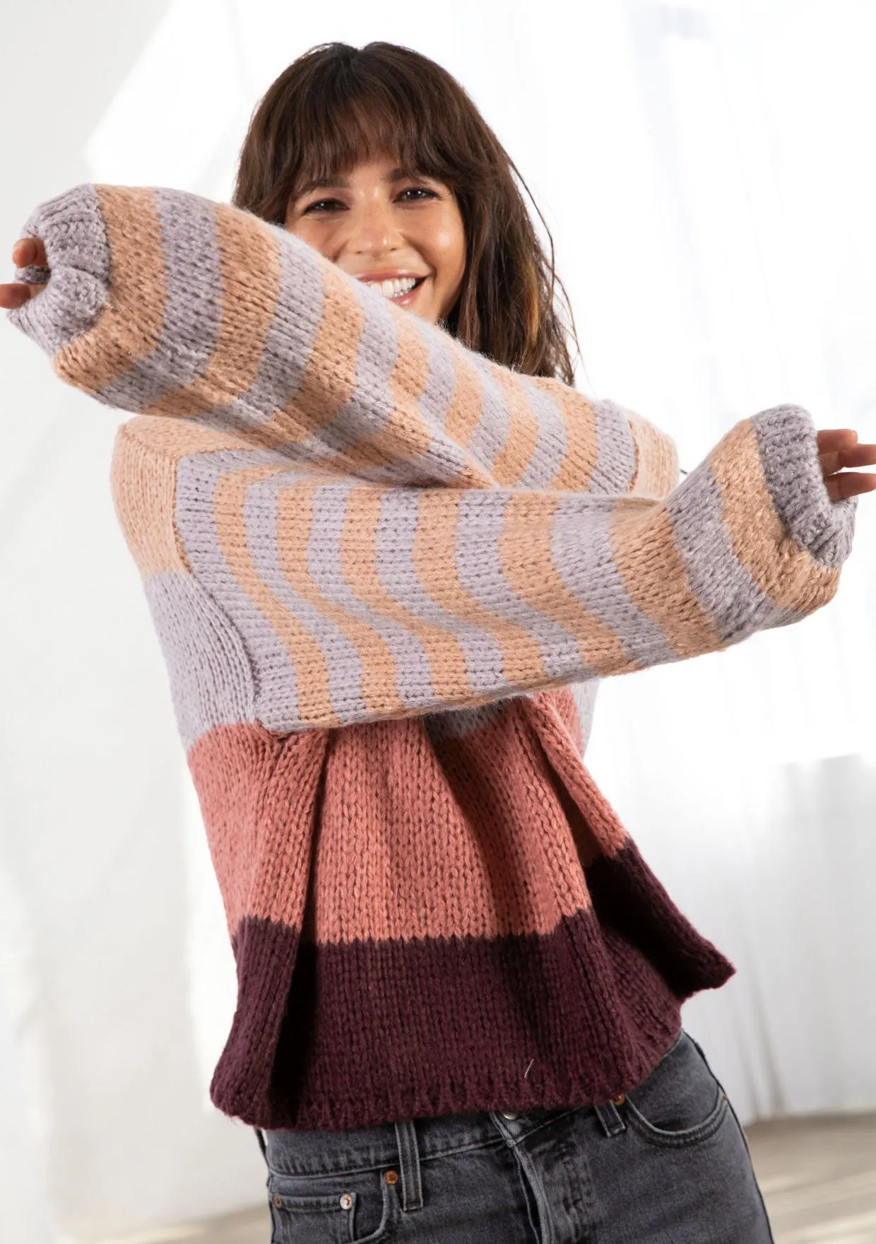 Oversized Cozy Striped Pullover Sweater