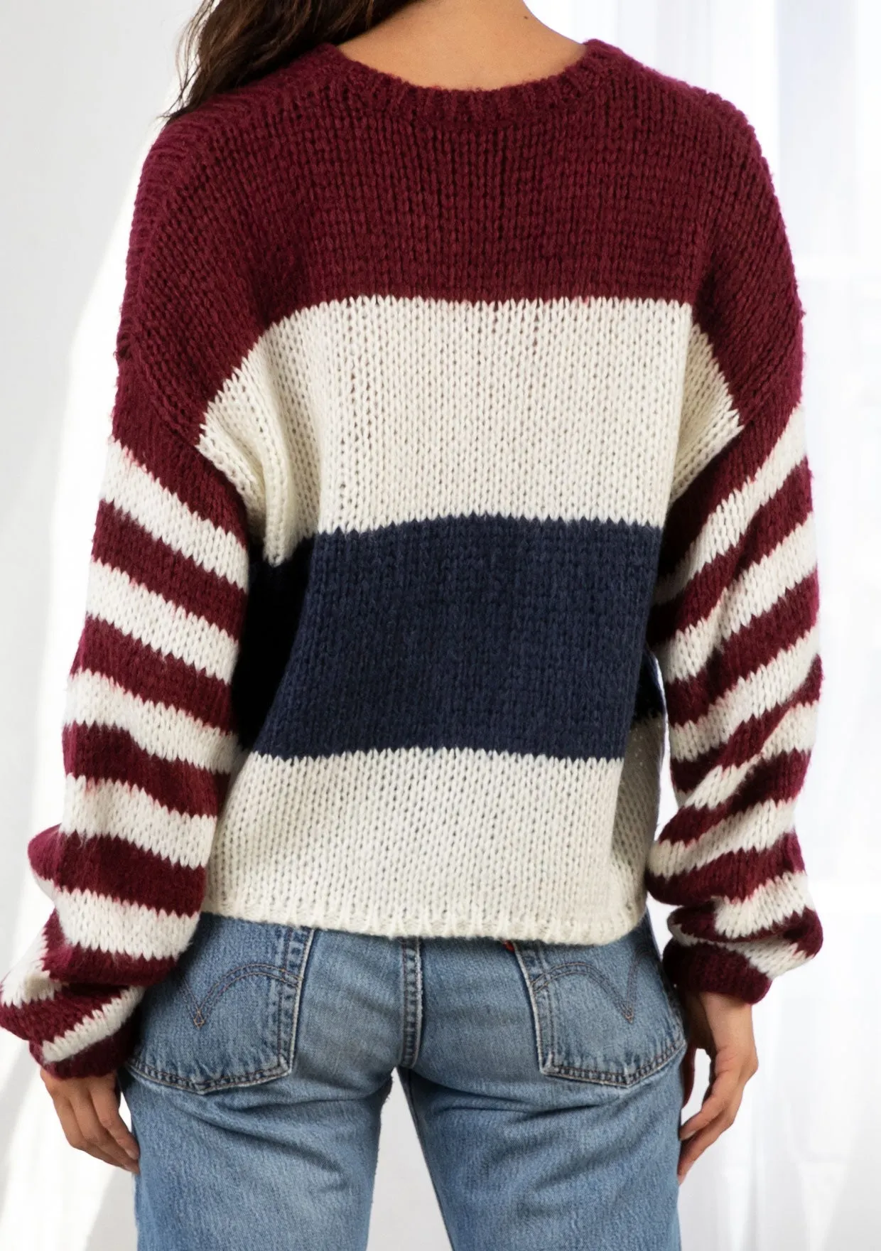 Oversized Cozy Striped Pullover Sweater