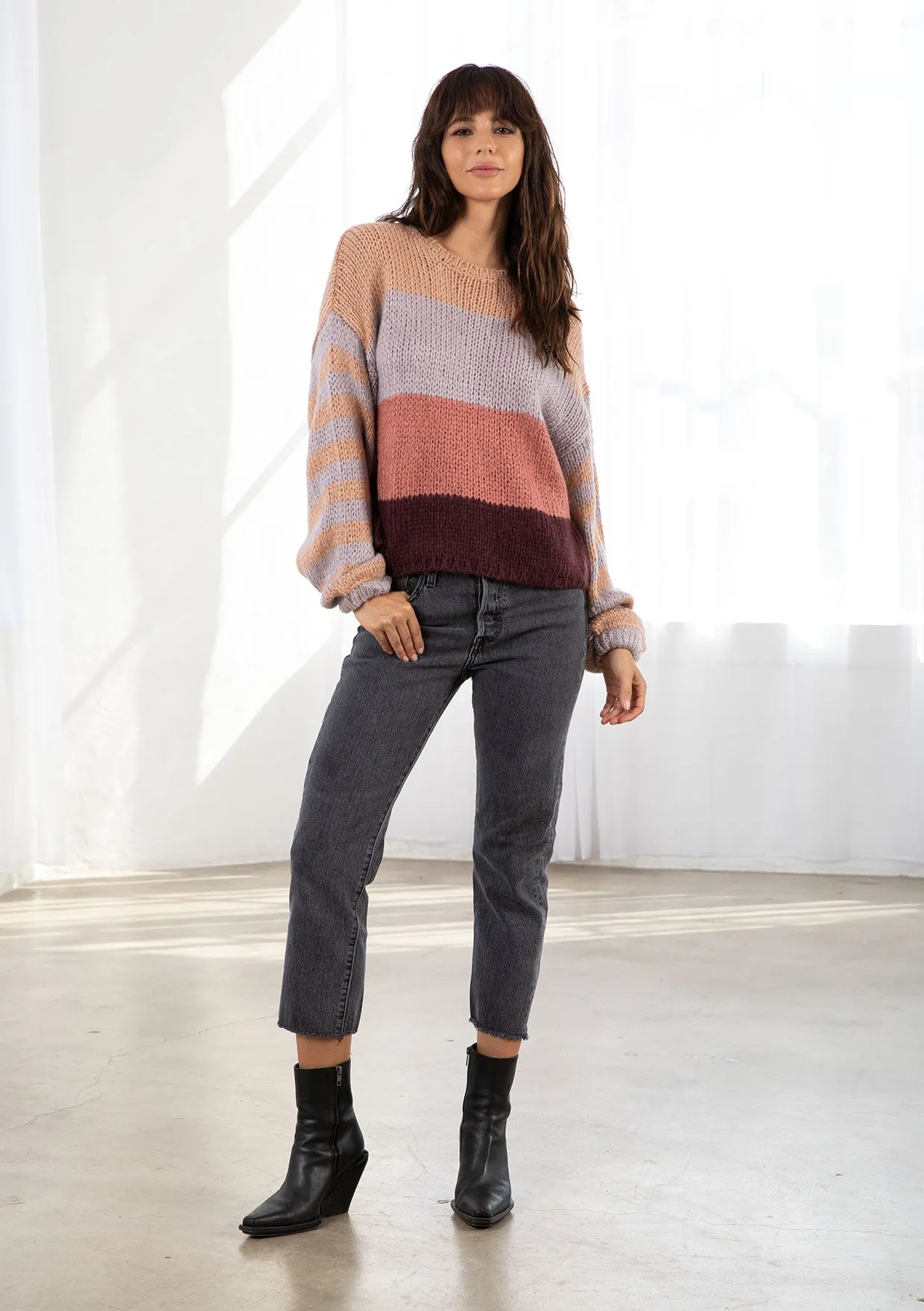 Oversized Cozy Striped Pullover Sweater