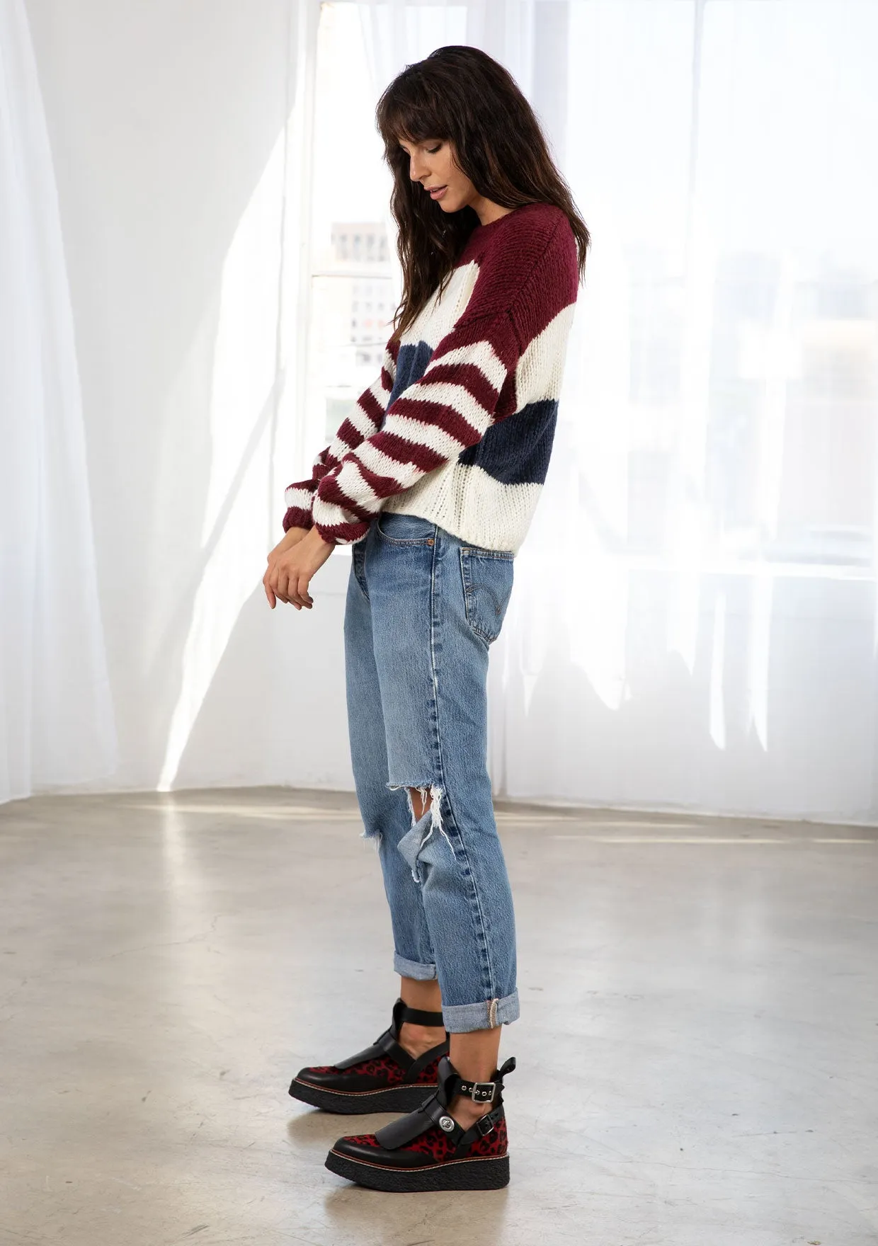 Oversized Cozy Striped Pullover Sweater