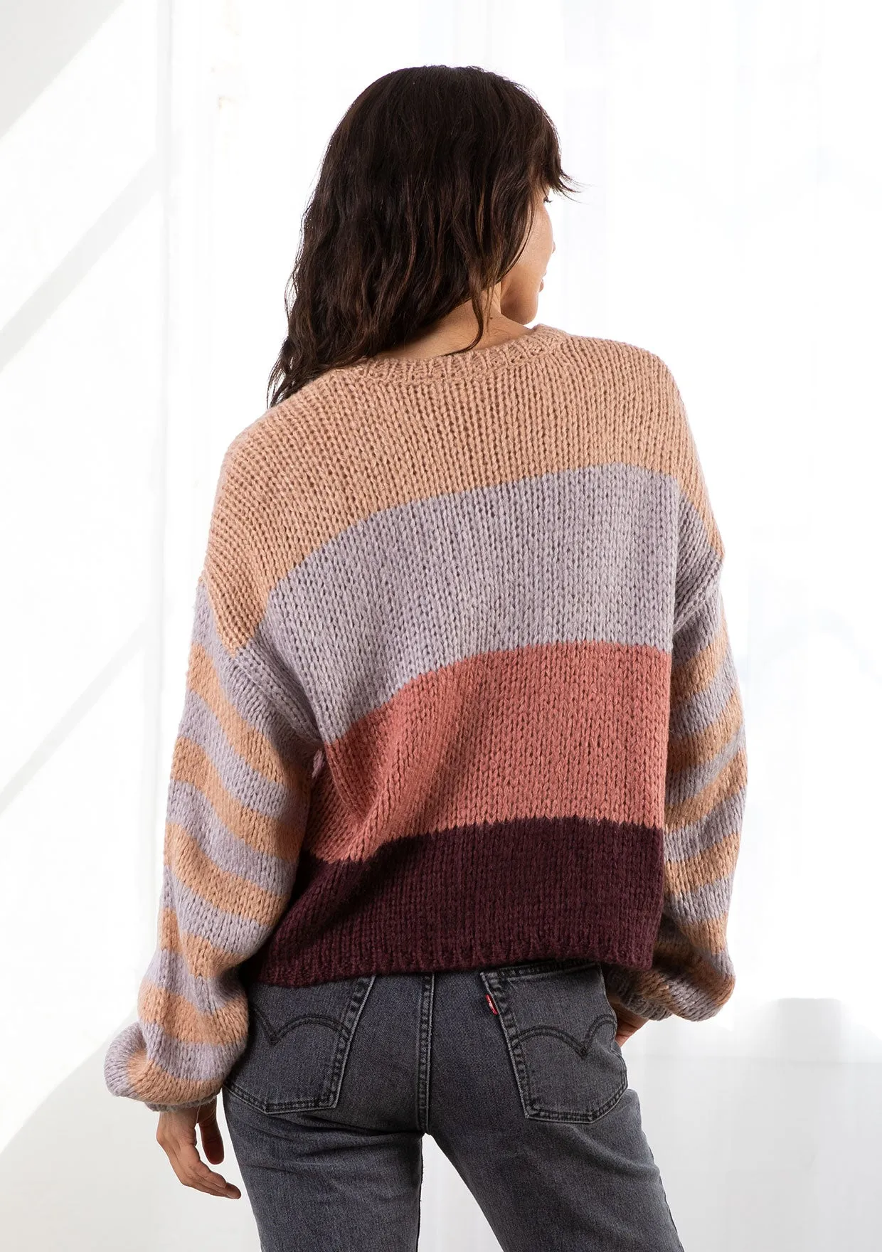 Oversized Cozy Striped Pullover Sweater