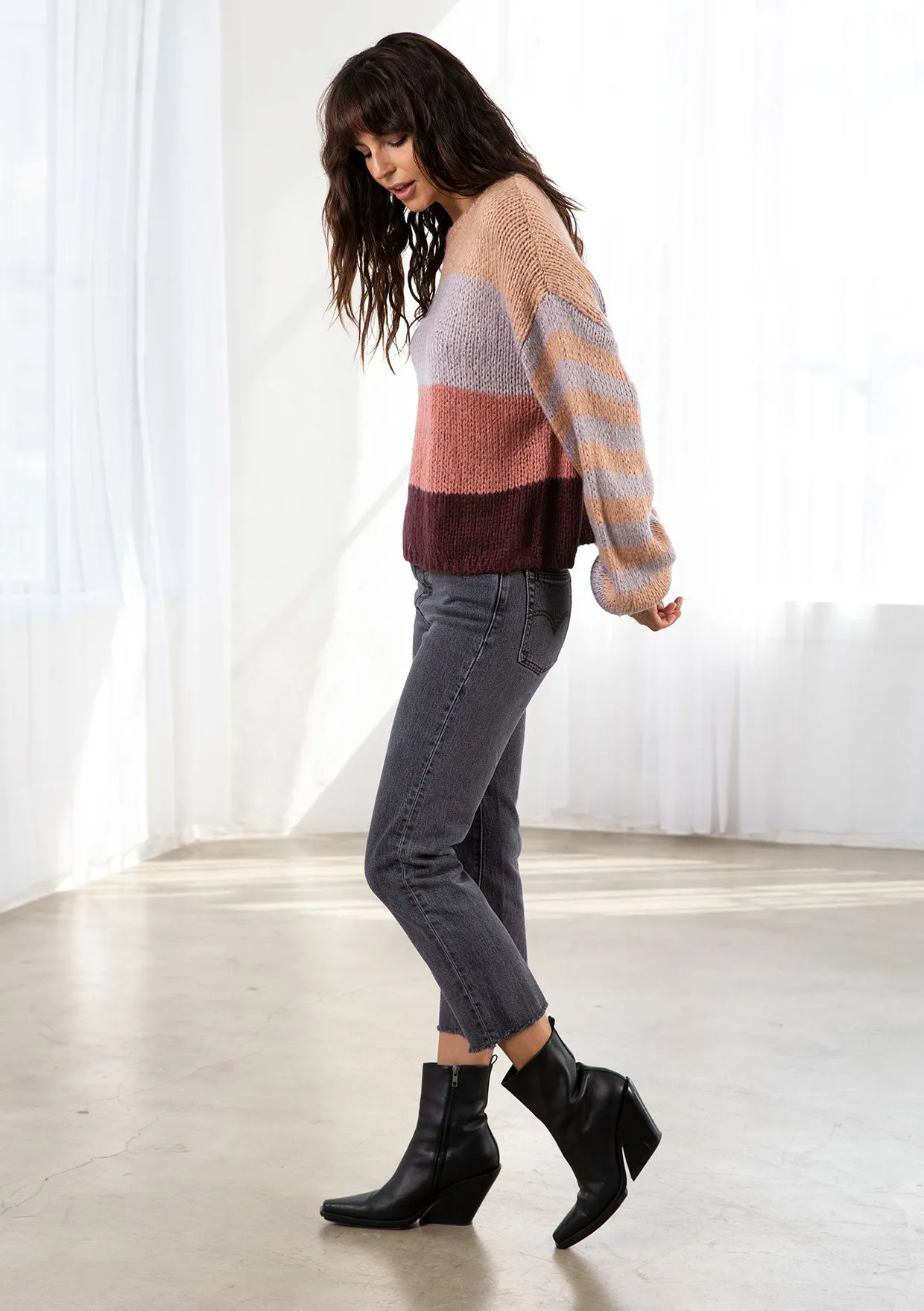 Oversized Cozy Striped Pullover Sweater