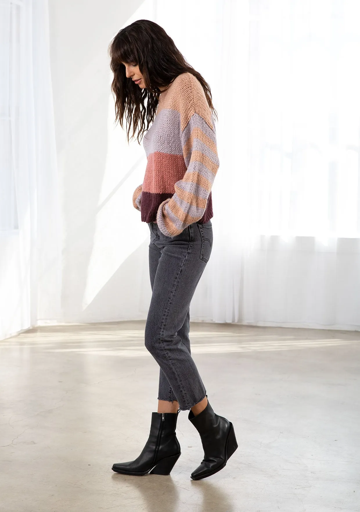 Oversized Cozy Striped Pullover Sweater