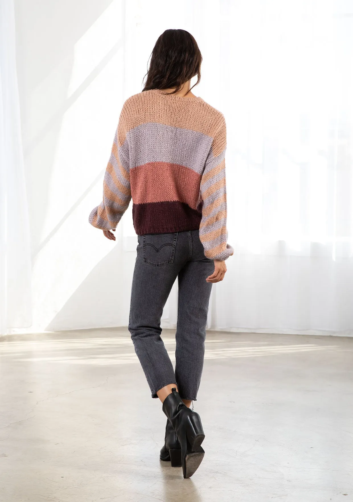 Oversized Cozy Striped Pullover Sweater