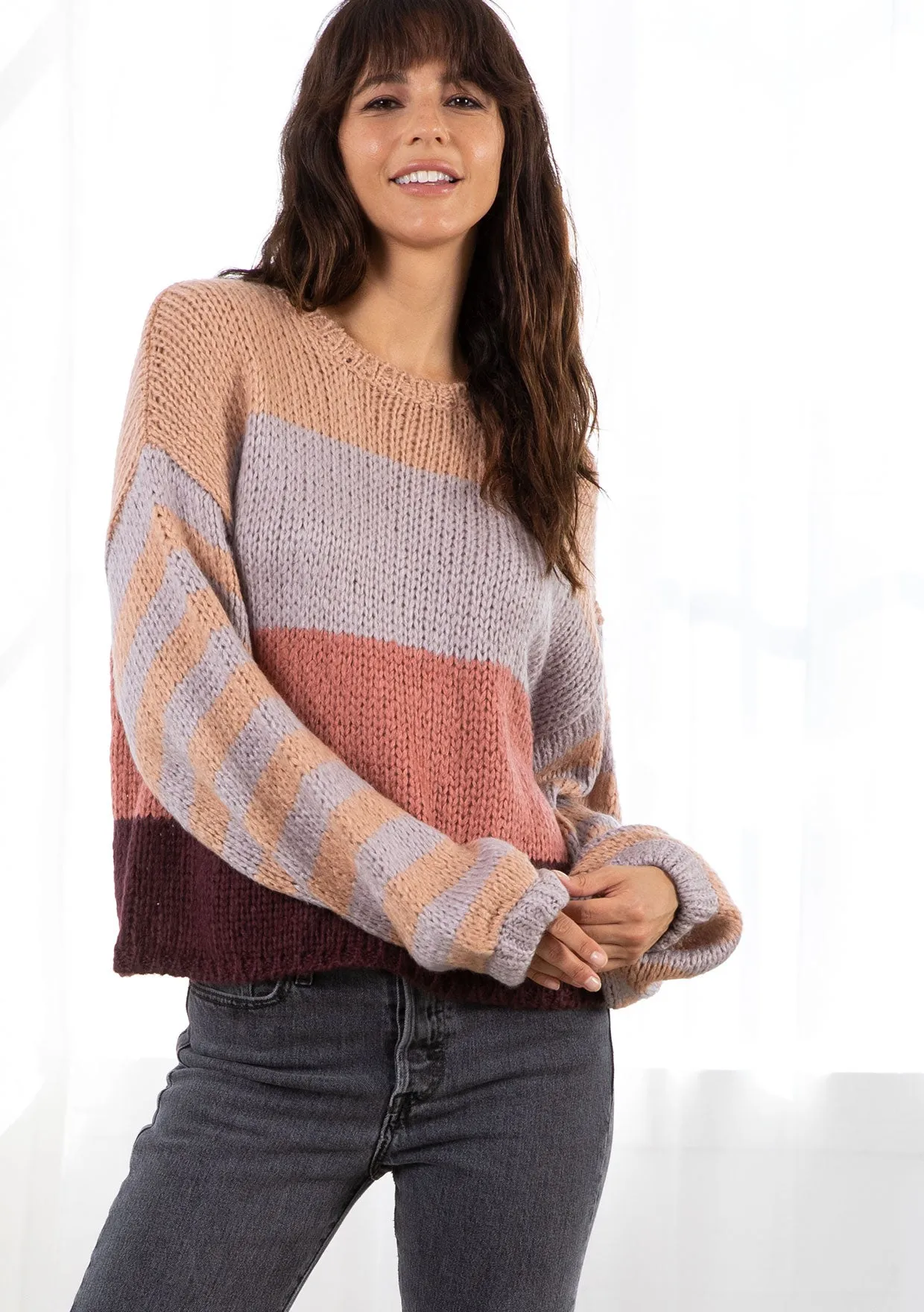 Oversized Cozy Striped Pullover Sweater