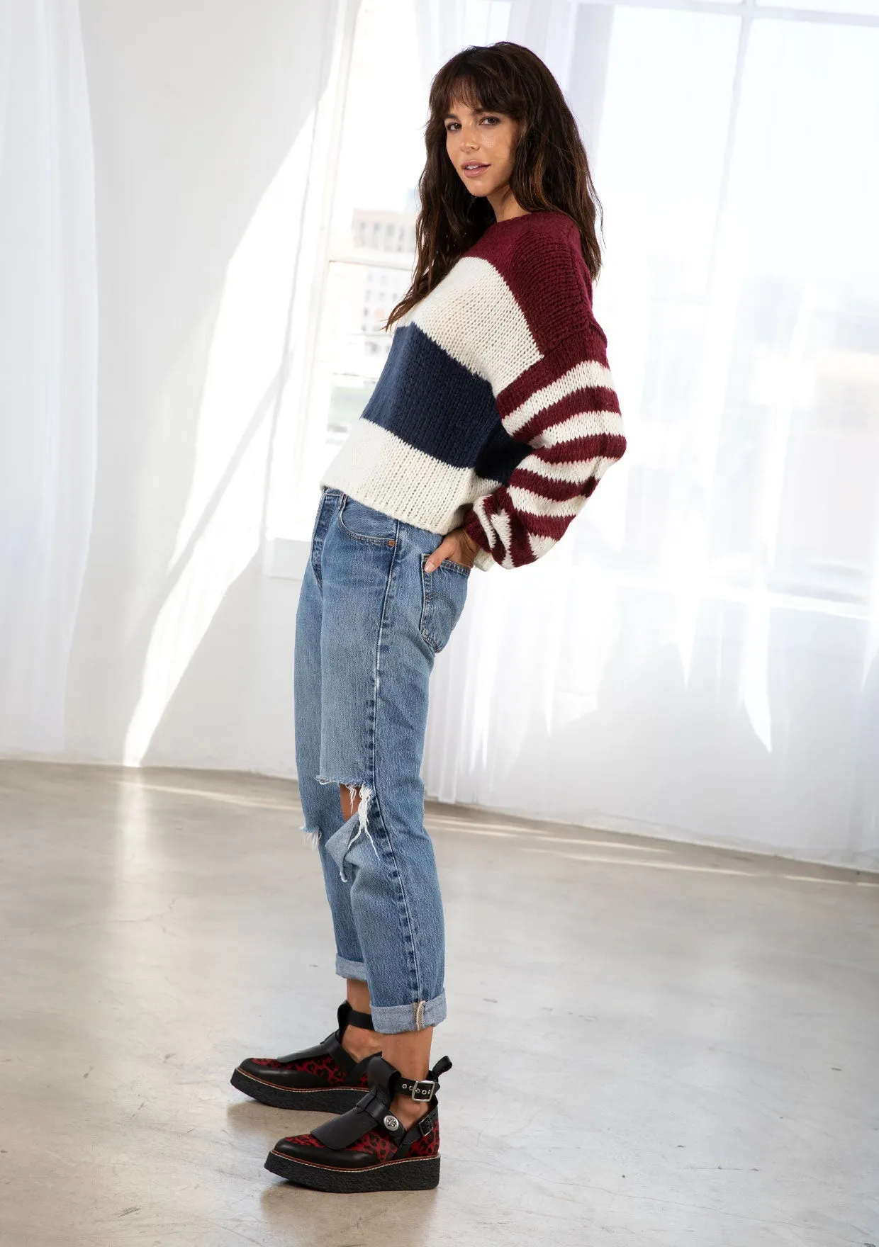 Oversized Cozy Striped Pullover Sweater