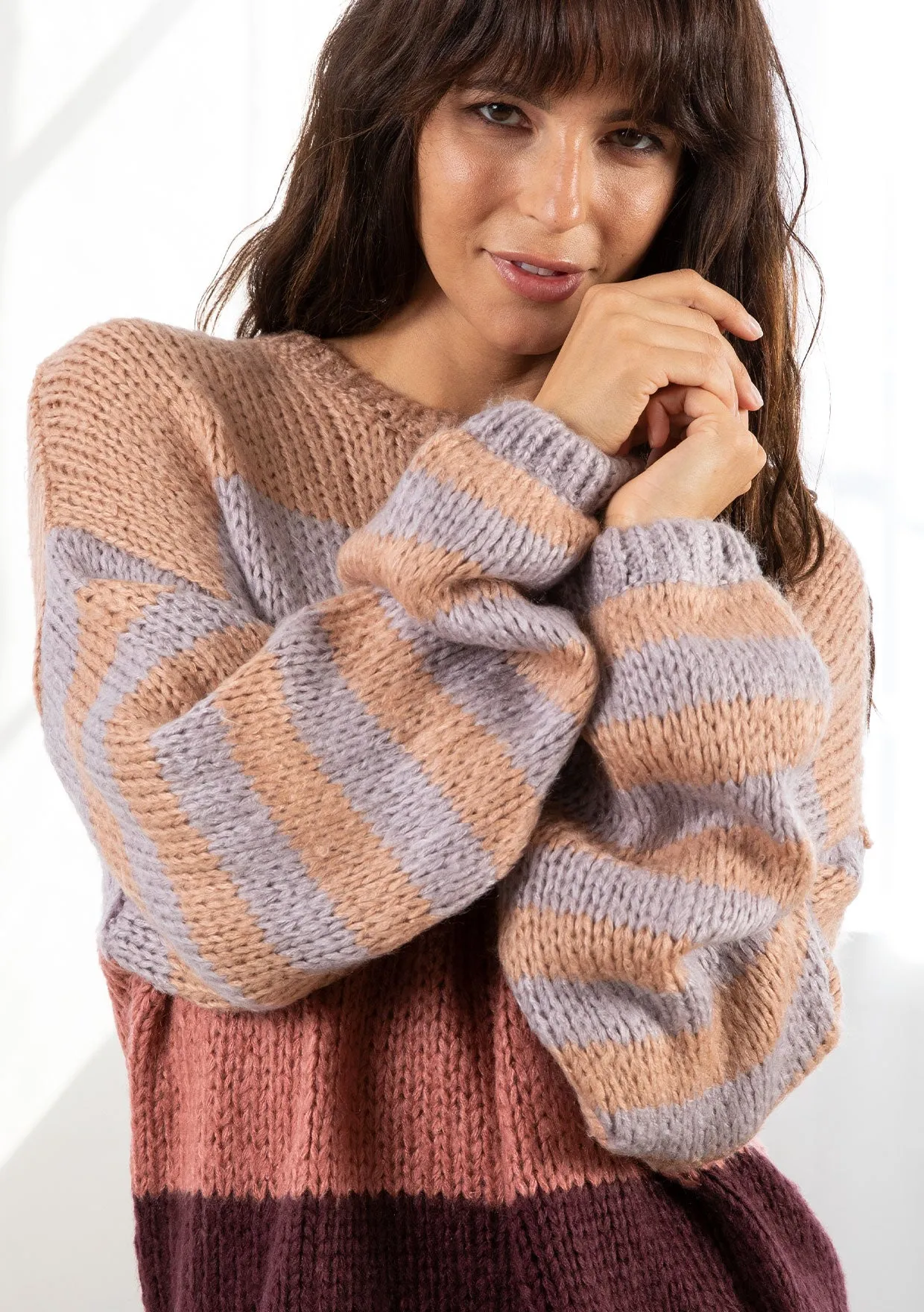 Oversized Cozy Striped Pullover Sweater