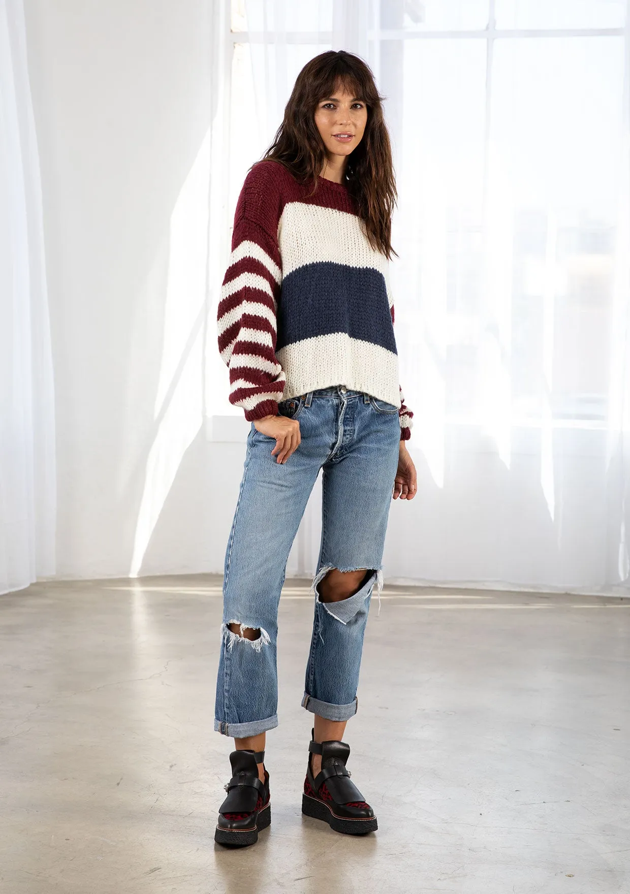 Oversized Cozy Striped Pullover Sweater