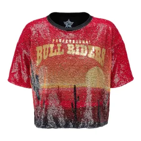 PBR Ladies Sequin Desert Scene Crop Top