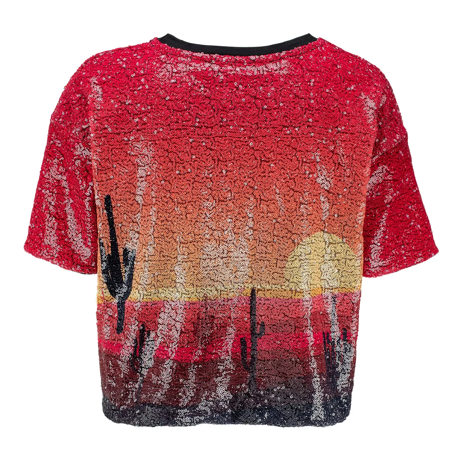 PBR Ladies Sequin Desert Scene Crop Top