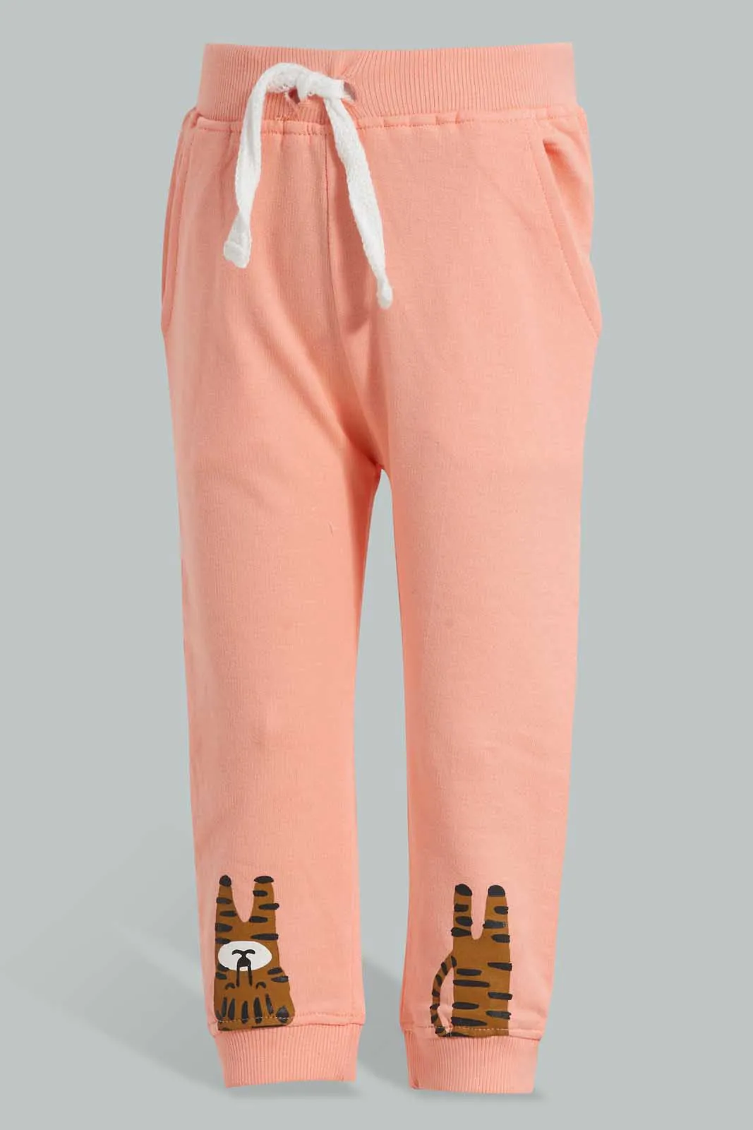 Peach And White Tiger Jogger For Baby Boys (Pack of 2)