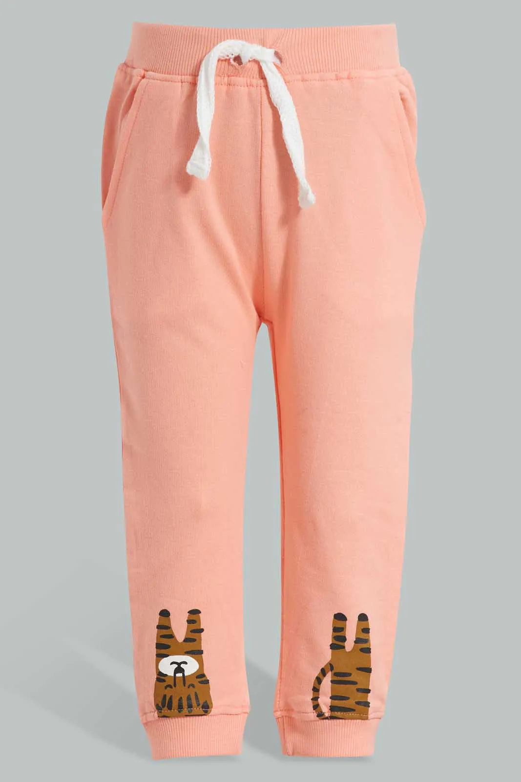 Peach And White Tiger Jogger For Baby Boys (Pack of 2)
