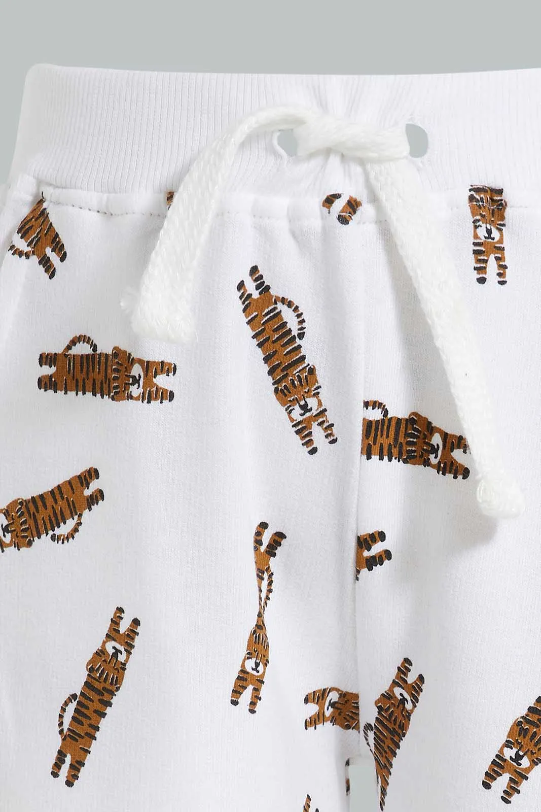 Peach And White Tiger Jogger For Baby Boys (Pack of 2)