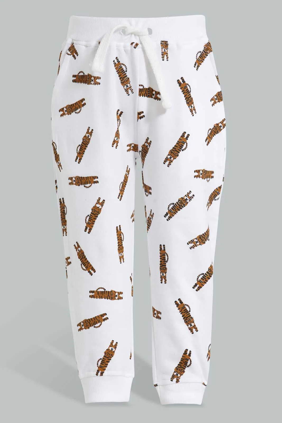 Peach And White Tiger Jogger For Baby Boys (Pack of 2)