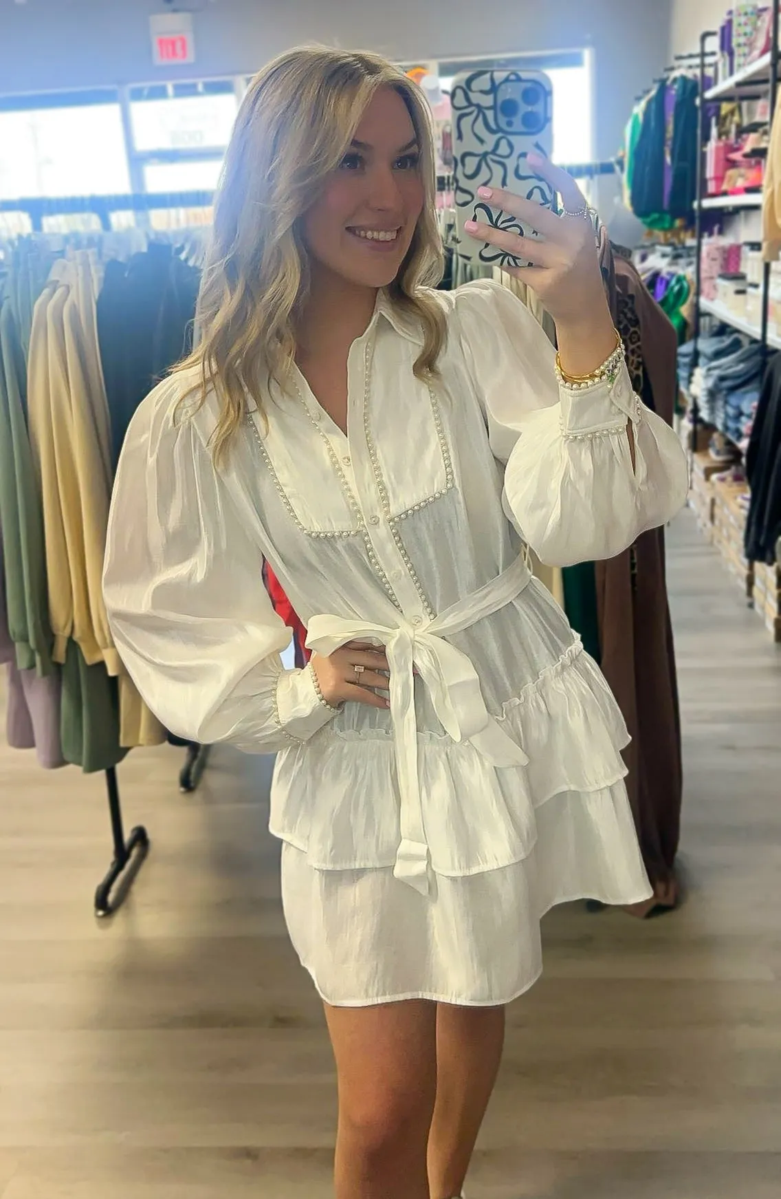 Pearl Shiny White Dress