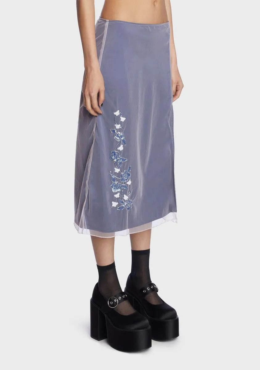 Plum Staring Problem Layered Midi Skirt