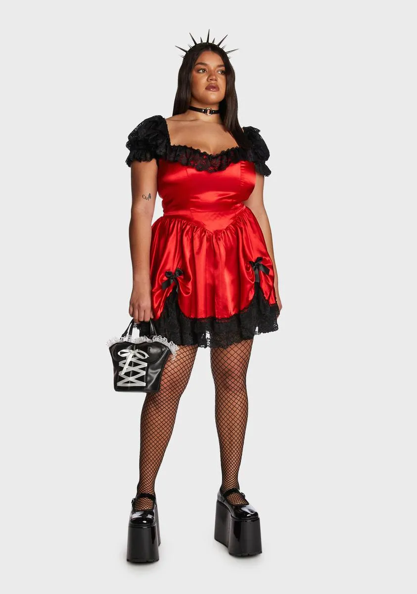 Plus Fiery Bad Meets Evil Satin Mini Dress