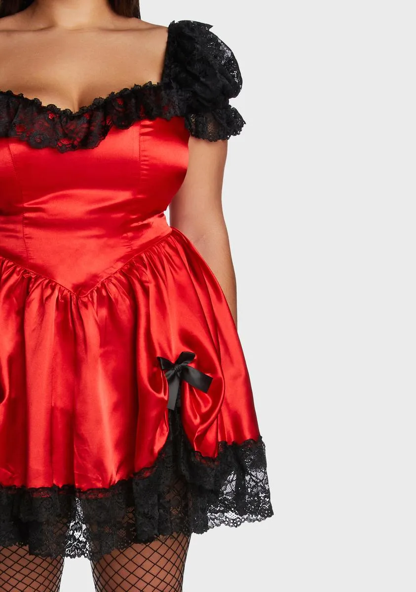 Plus Fiery Bad Meets Evil Satin Mini Dress