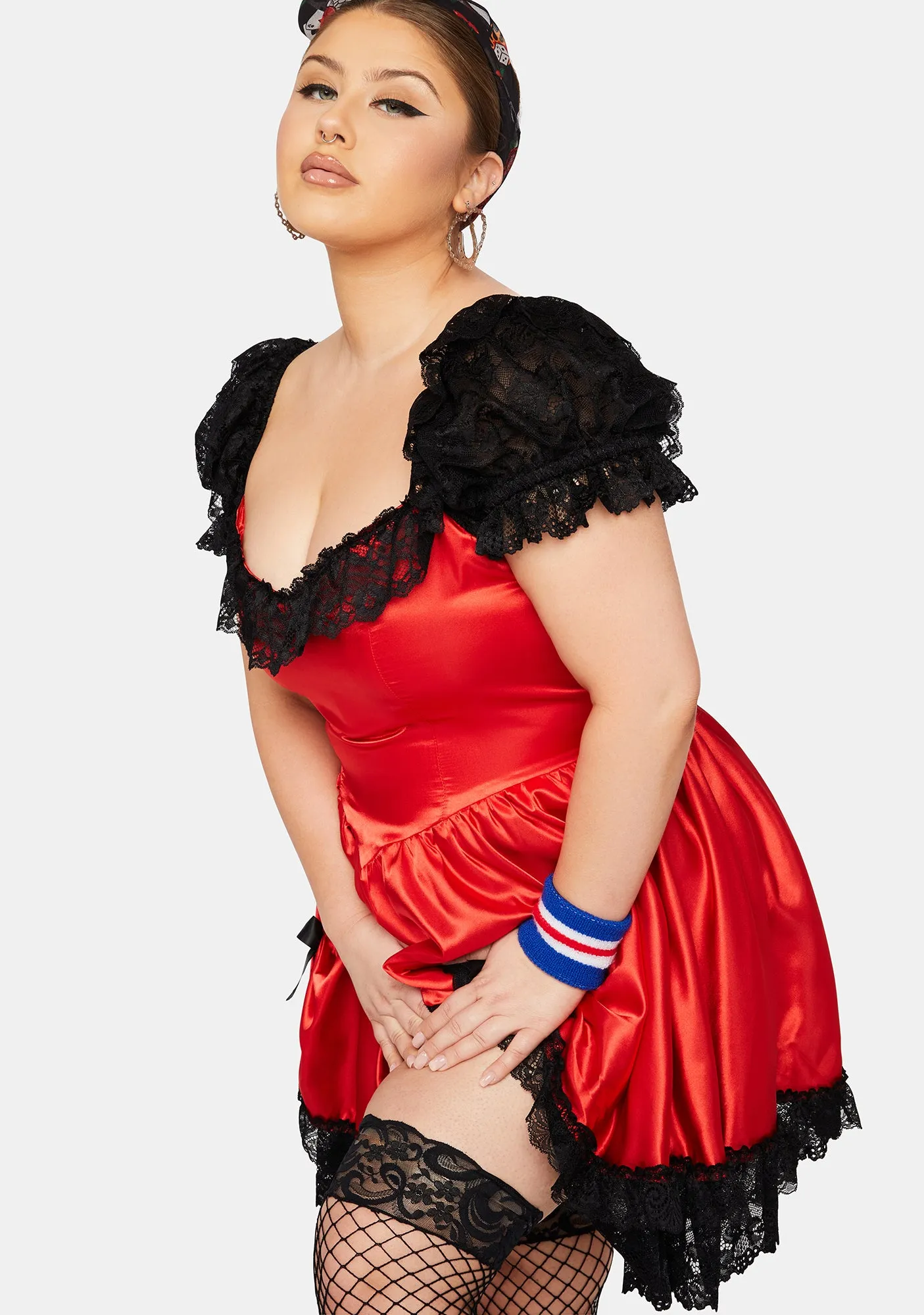 Plus Fiery Bad Meets Evil Satin Mini Dress