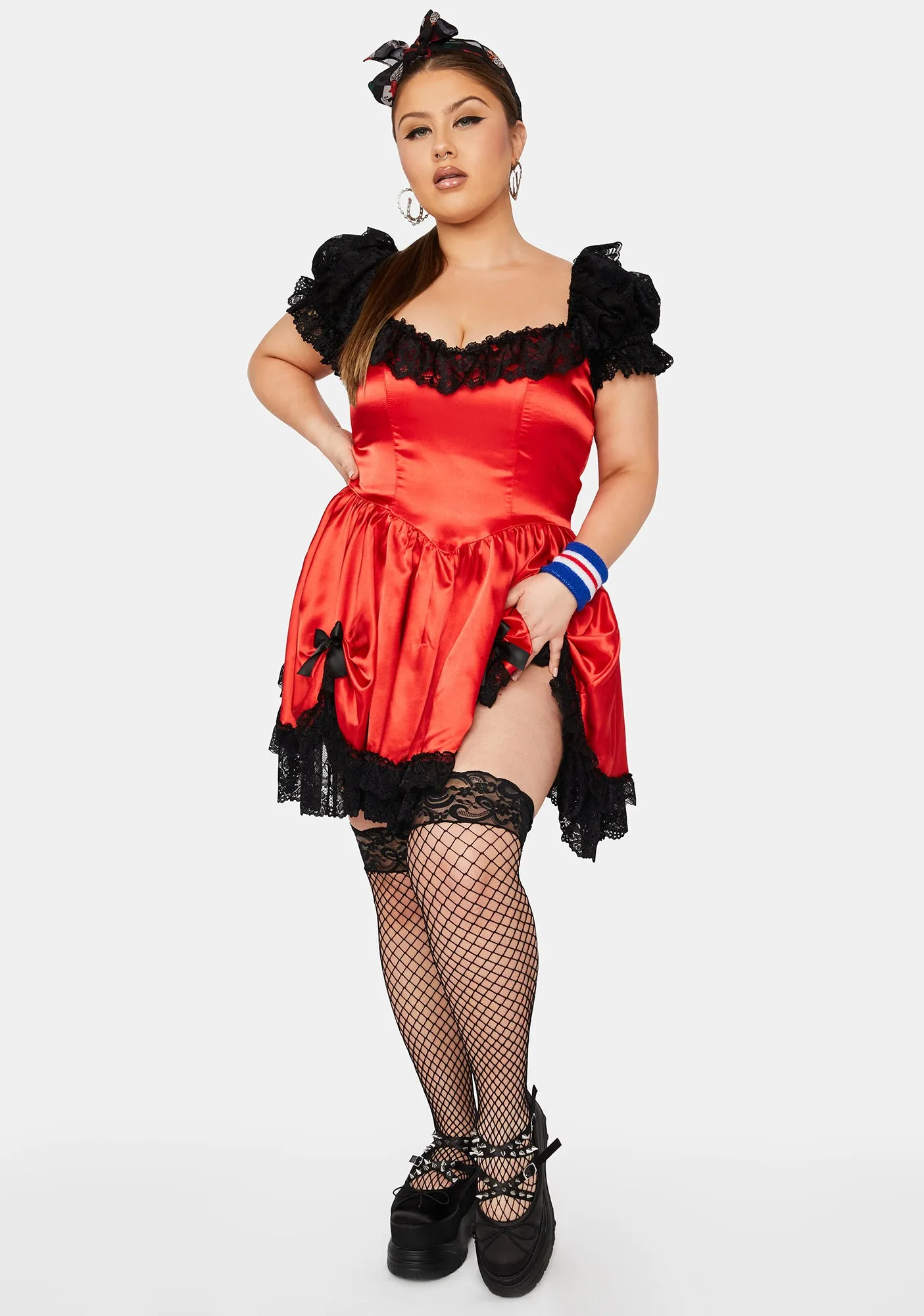 Plus Fiery Bad Meets Evil Satin Mini Dress