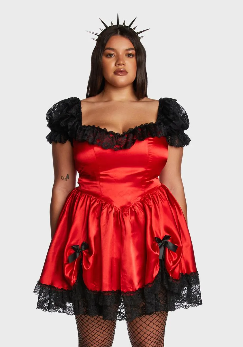Plus Fiery Bad Meets Evil Satin Mini Dress