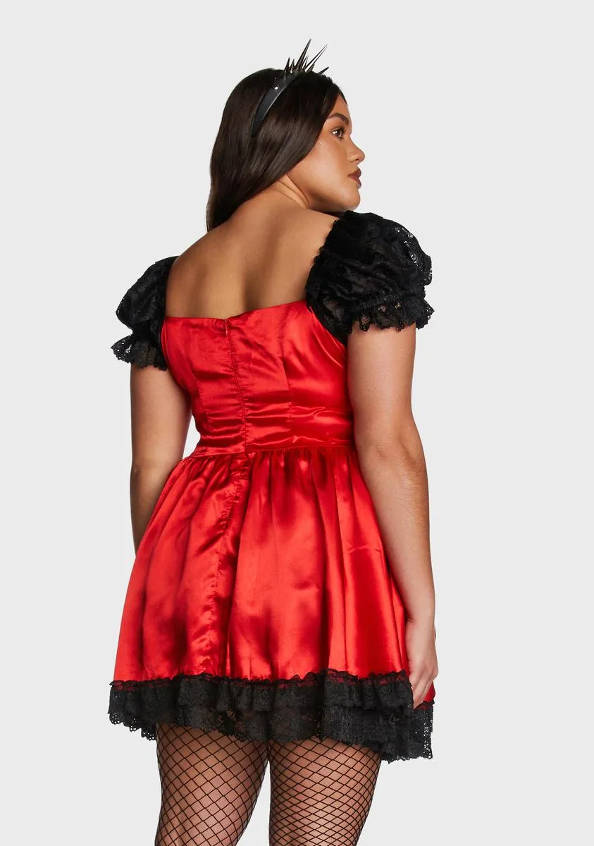 Plus Fiery Bad Meets Evil Satin Mini Dress