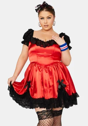 Plus Fiery Bad Meets Evil Satin Mini Dress