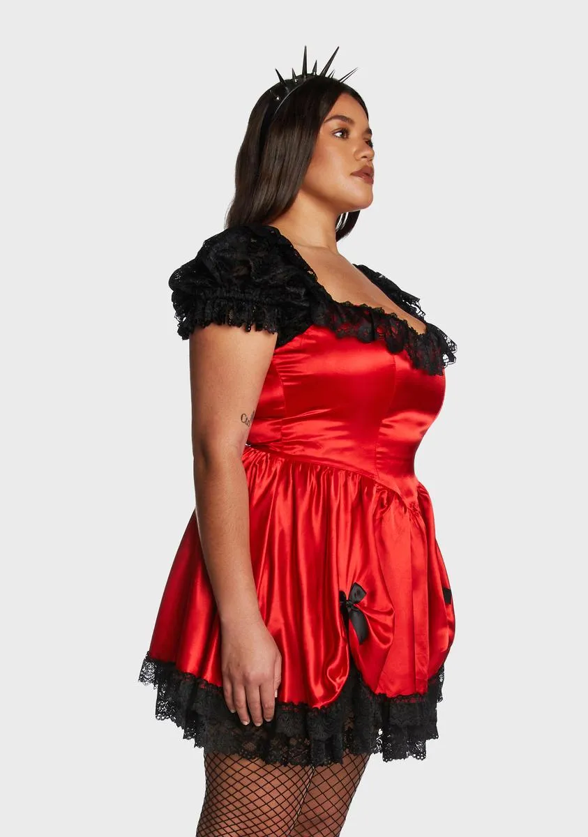 Plus Fiery Bad Meets Evil Satin Mini Dress