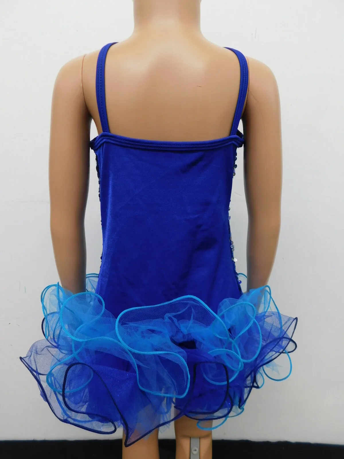 Pre-Owned Costume Curtain Call  E1062 Large Child Blue Dress Jazz Tap Pageant Sequin