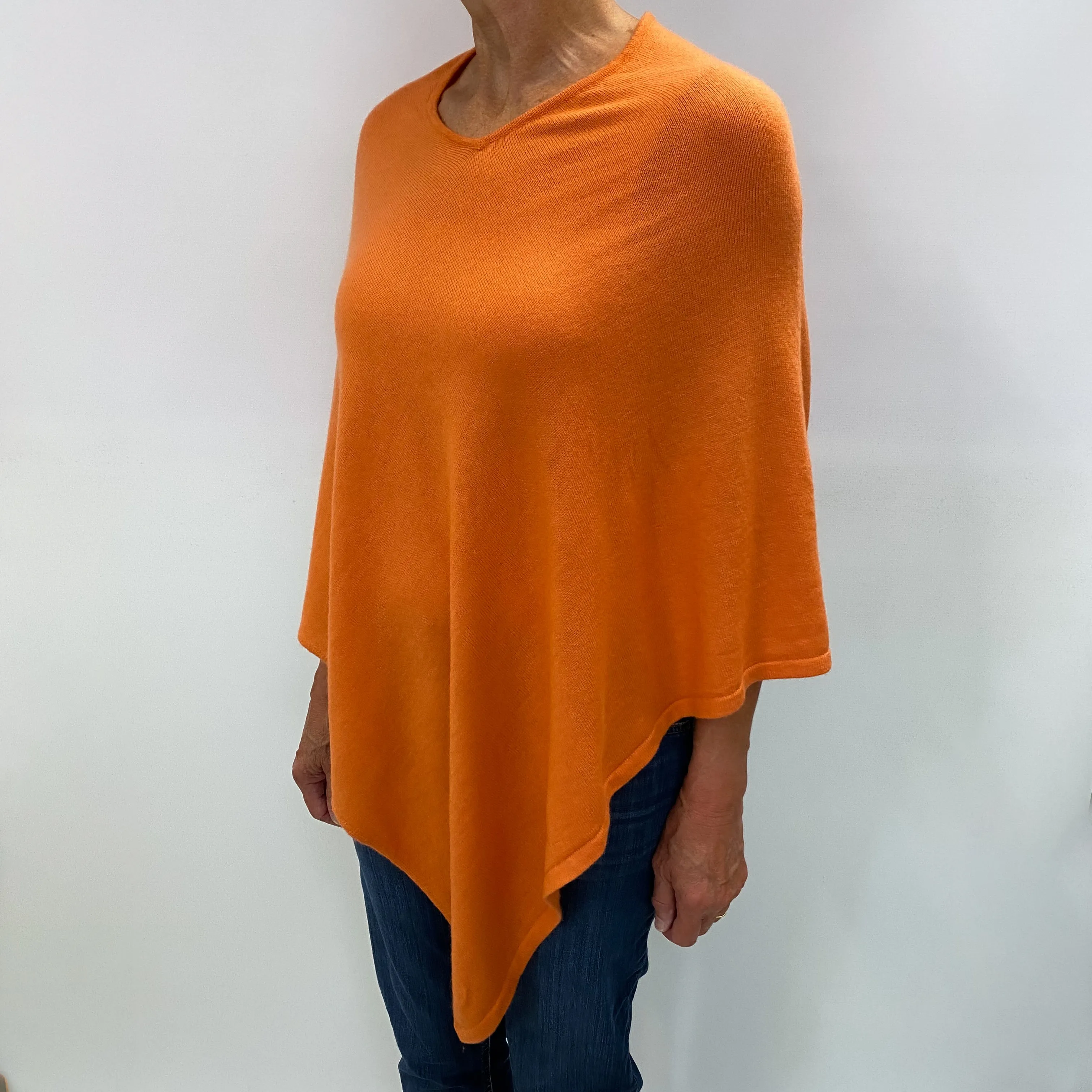 Pumpkin Orange Cashmere Poncho One Size
