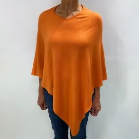 Pumpkin Orange Cashmere Poncho One Size