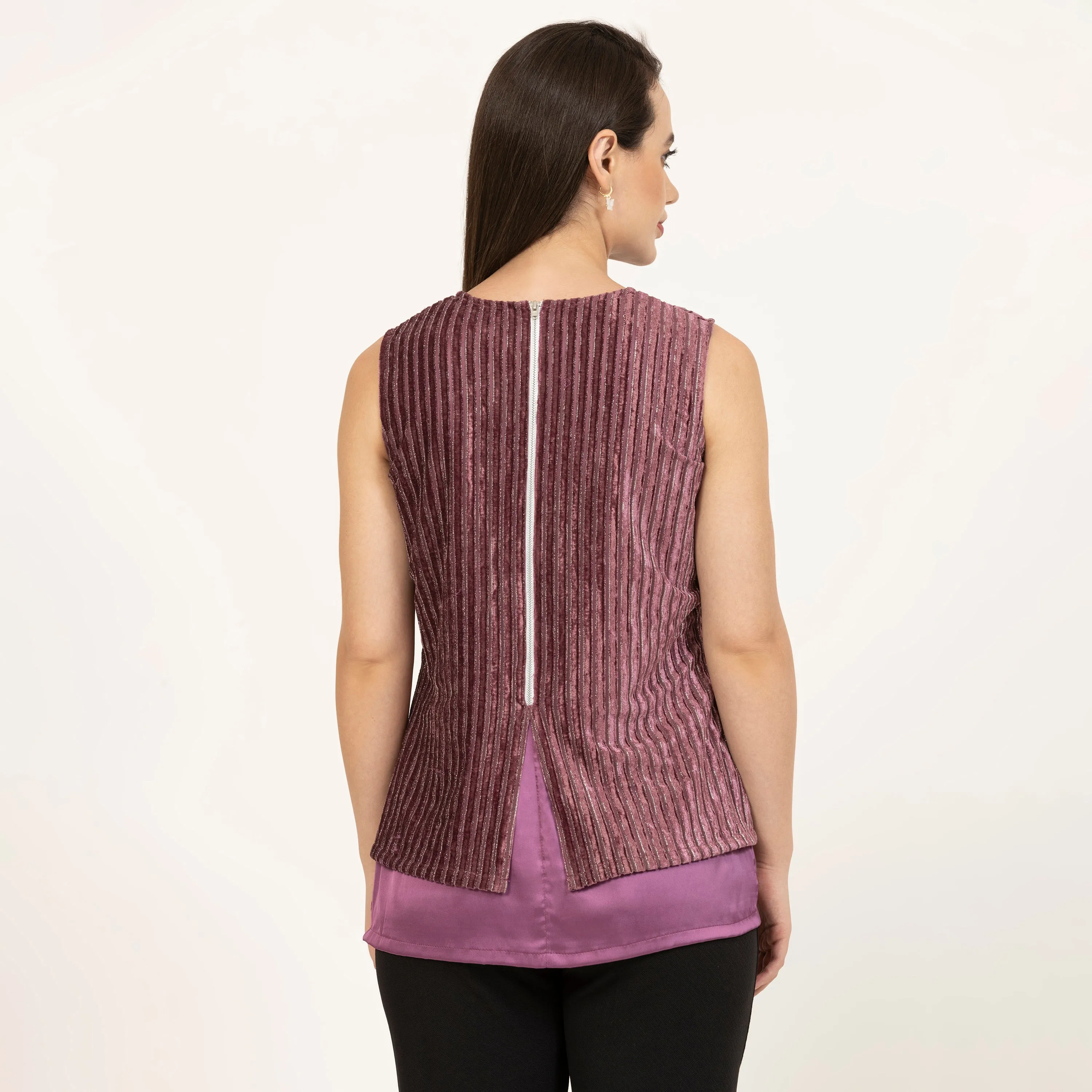 Purple Double Layer Velvet Top