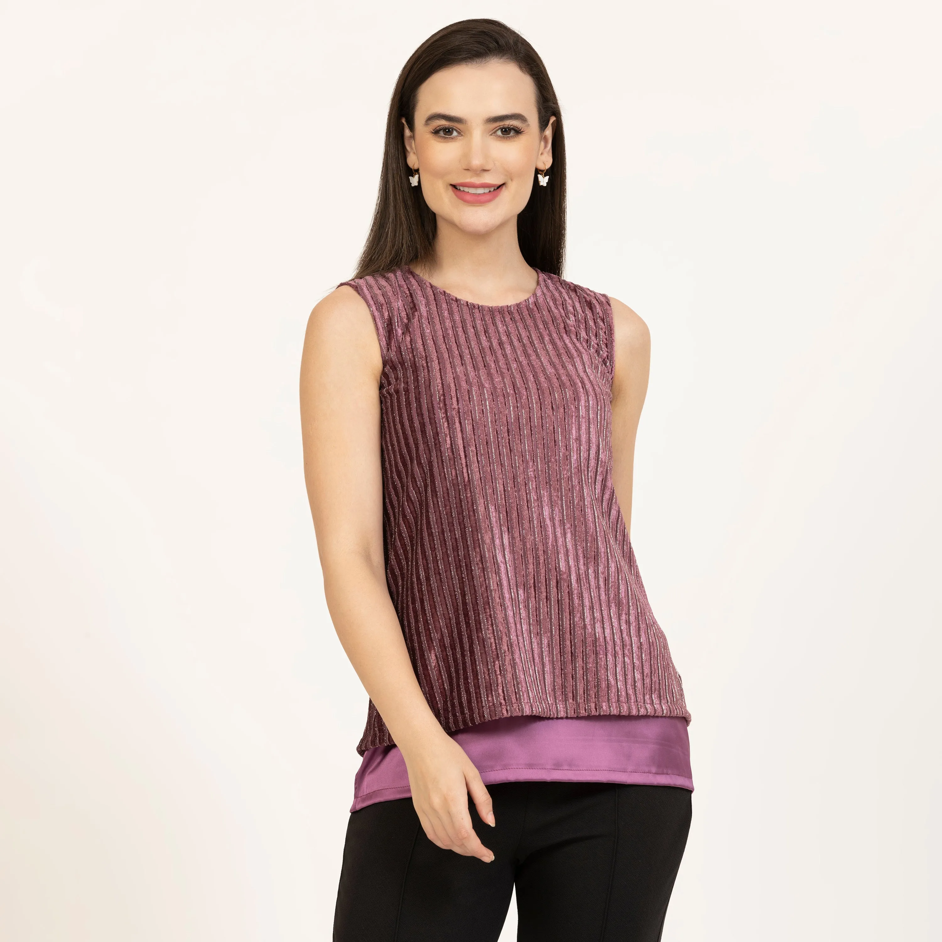 Purple Double Layer Velvet Top