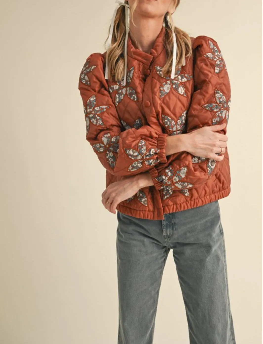 QUILTED JACKET WITH FLORAL PATCHWORK
