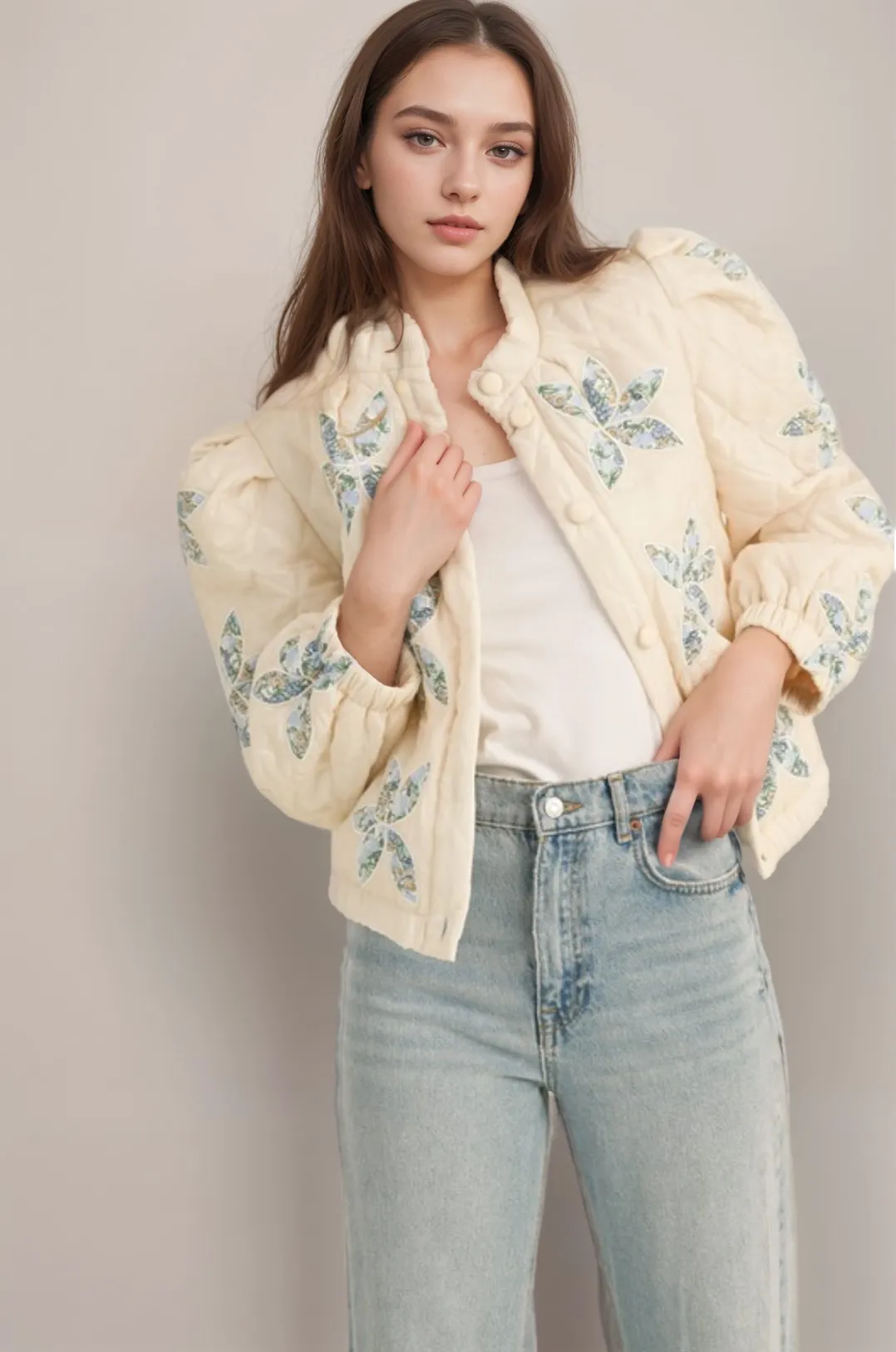QUILTED JACKET WITH FLORAL PATCHWORK