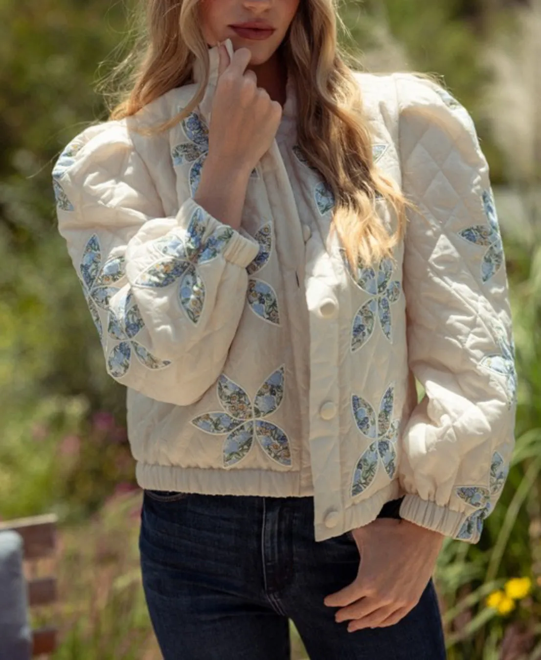QUILTED JACKET WITH FLORAL PATCHWORK