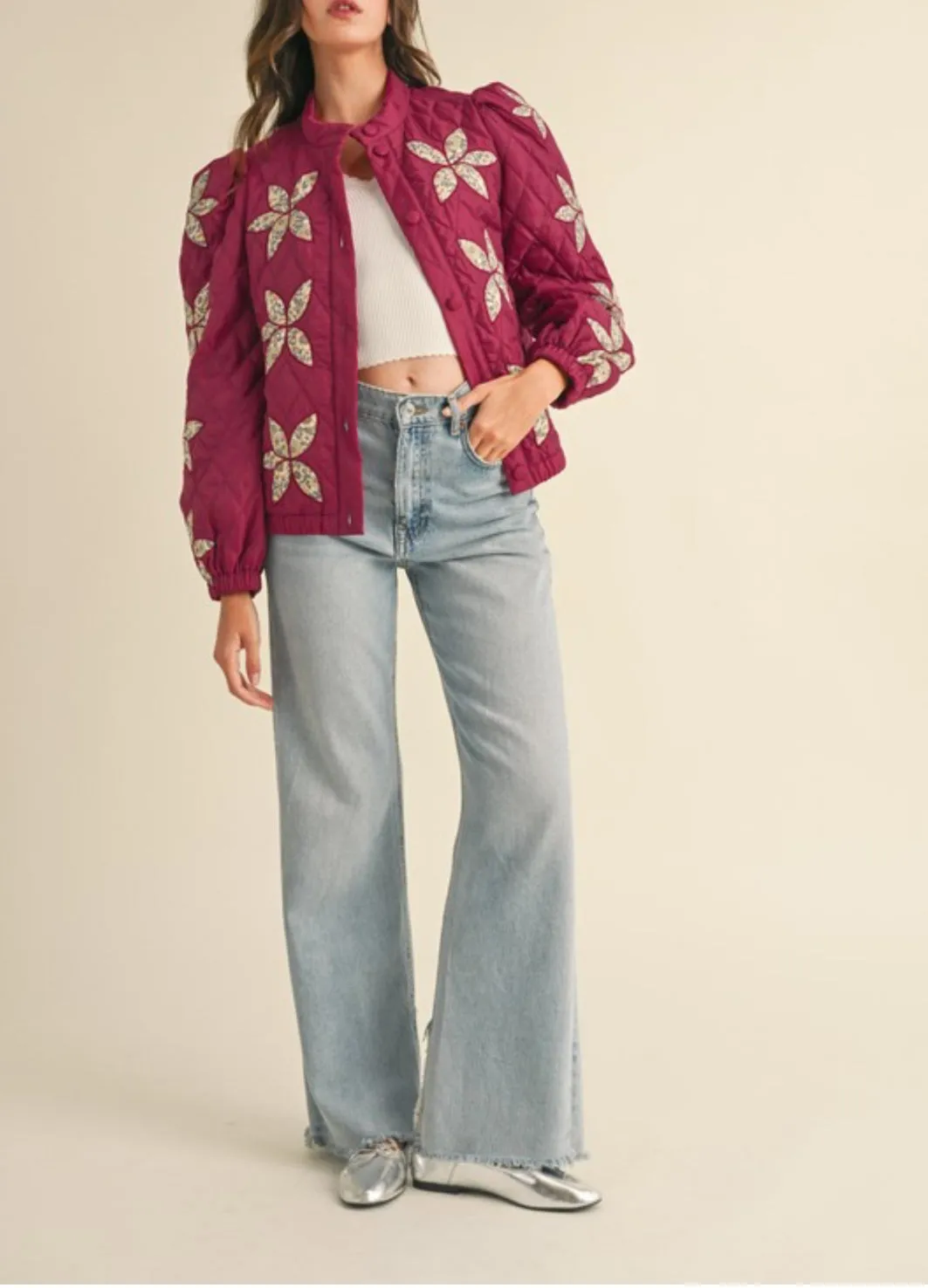 QUILTED JACKET WITH FLORAL PATCHWORK