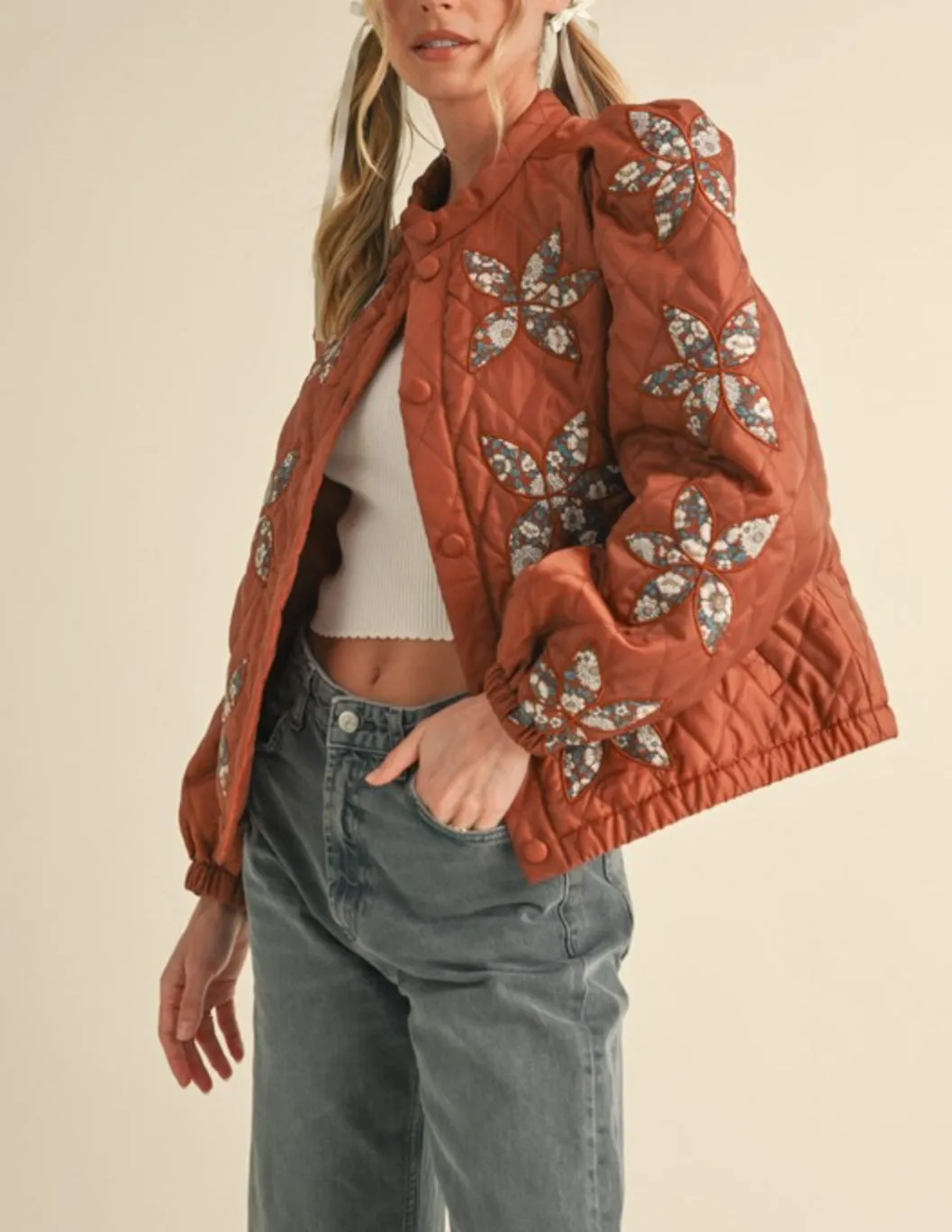 QUILTED JACKET WITH FLORAL PATCHWORK