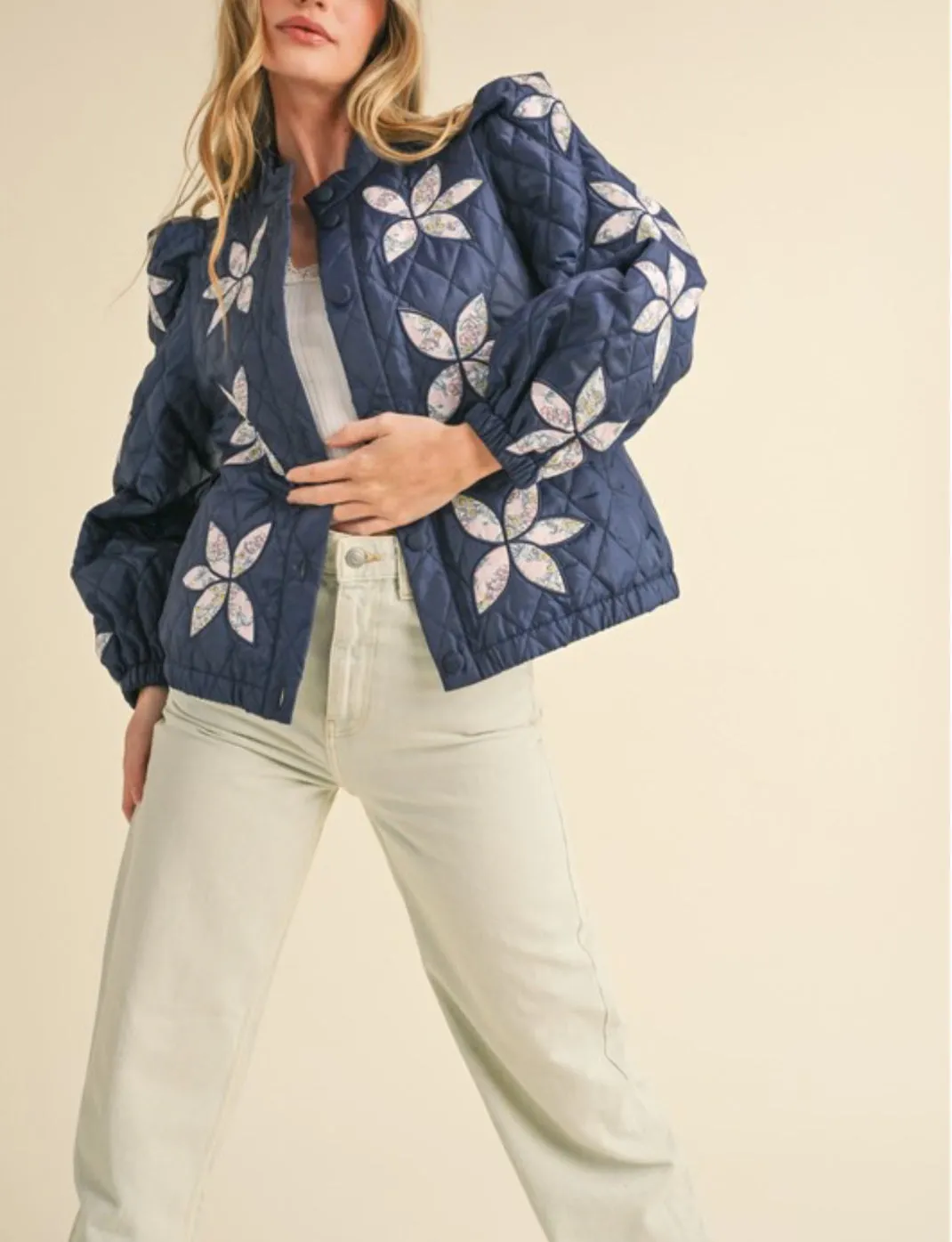 QUILTED JACKET WITH FLORAL PATCHWORK