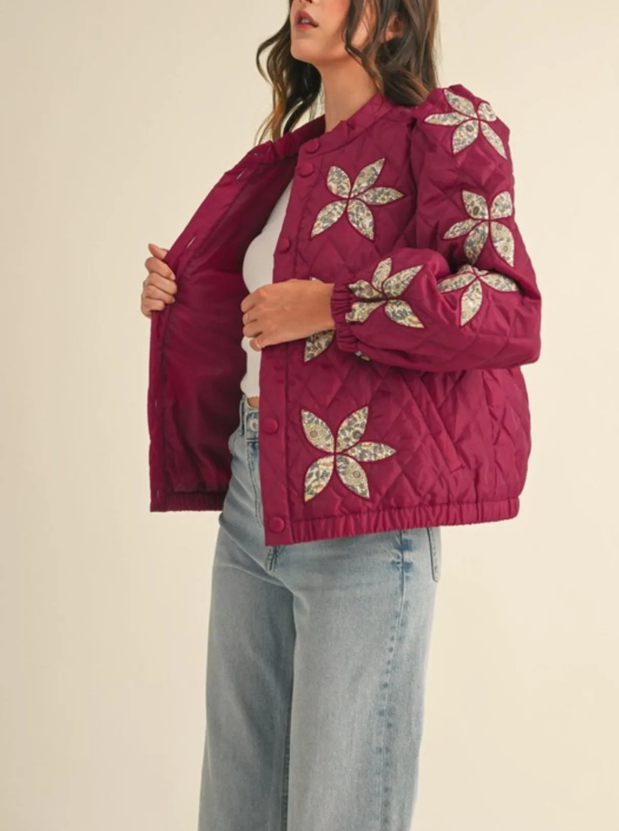 QUILTED JACKET WITH FLORAL PATCHWORK