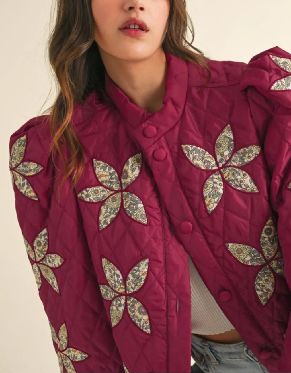 QUILTED JACKET WITH FLORAL PATCHWORK