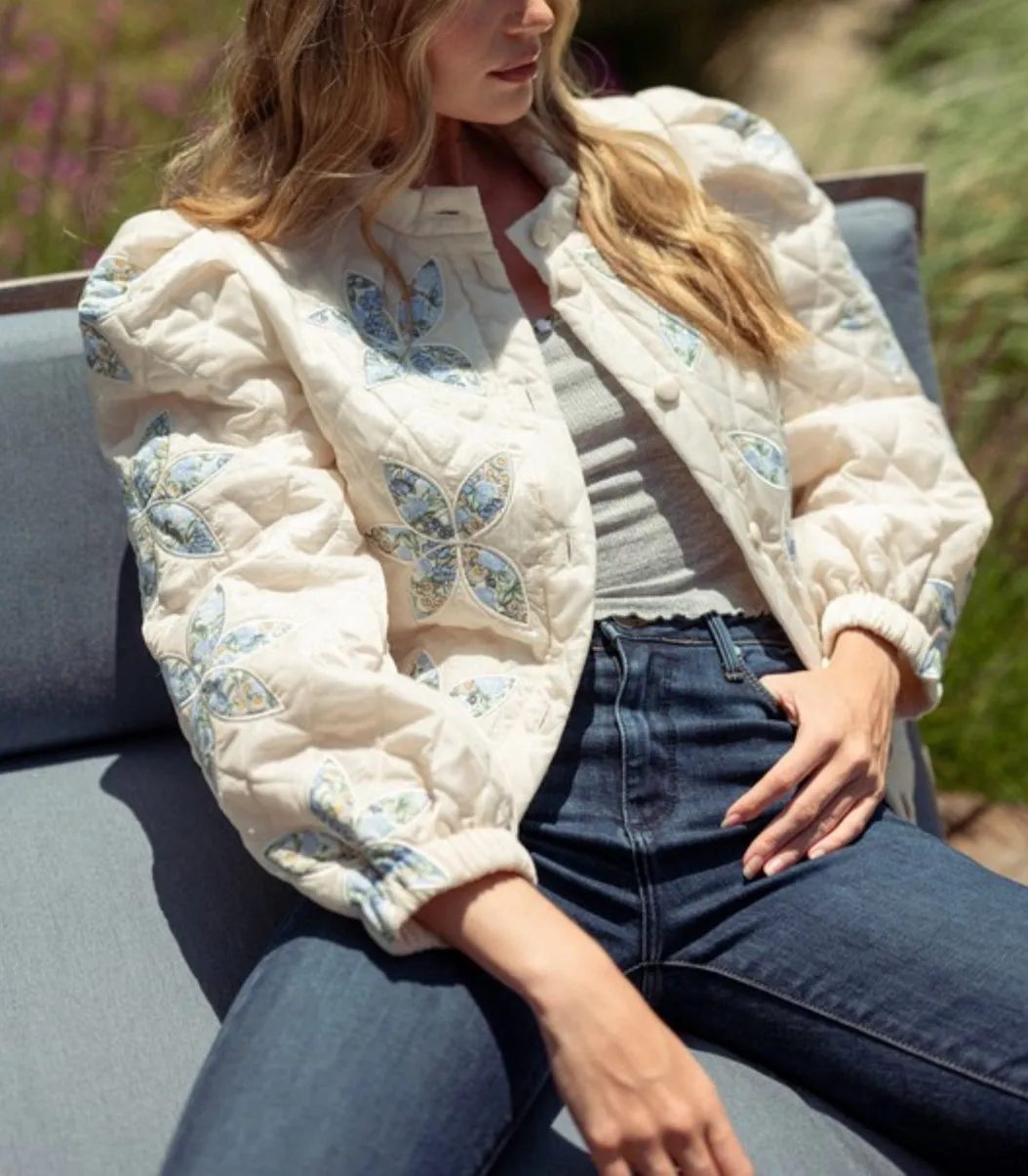 QUILTED JACKET WITH FLORAL PATCHWORK