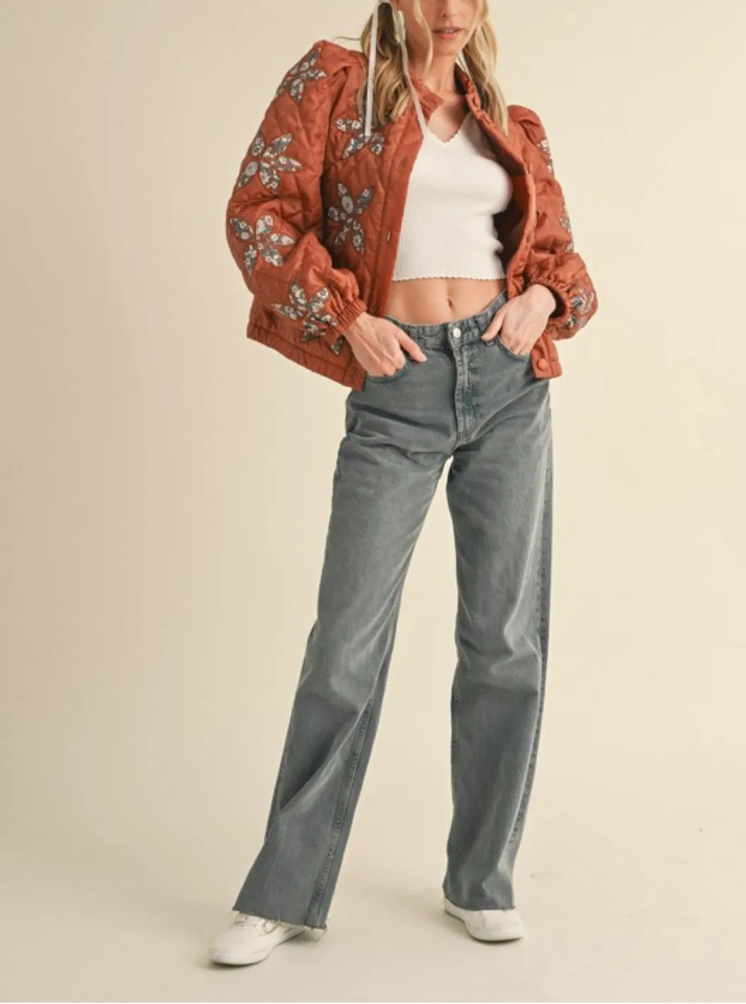 QUILTED JACKET WITH FLORAL PATCHWORK