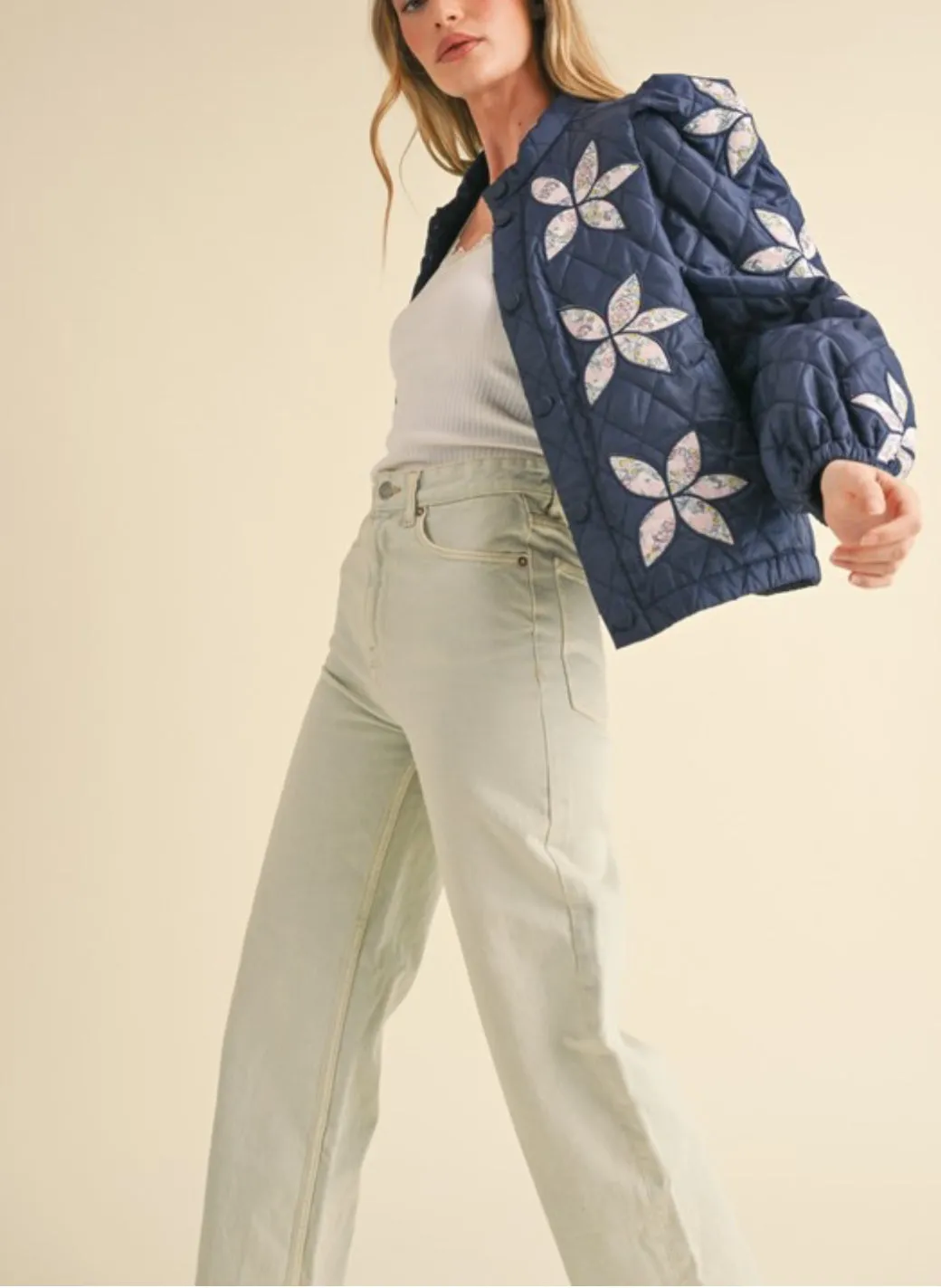 QUILTED JACKET WITH FLORAL PATCHWORK