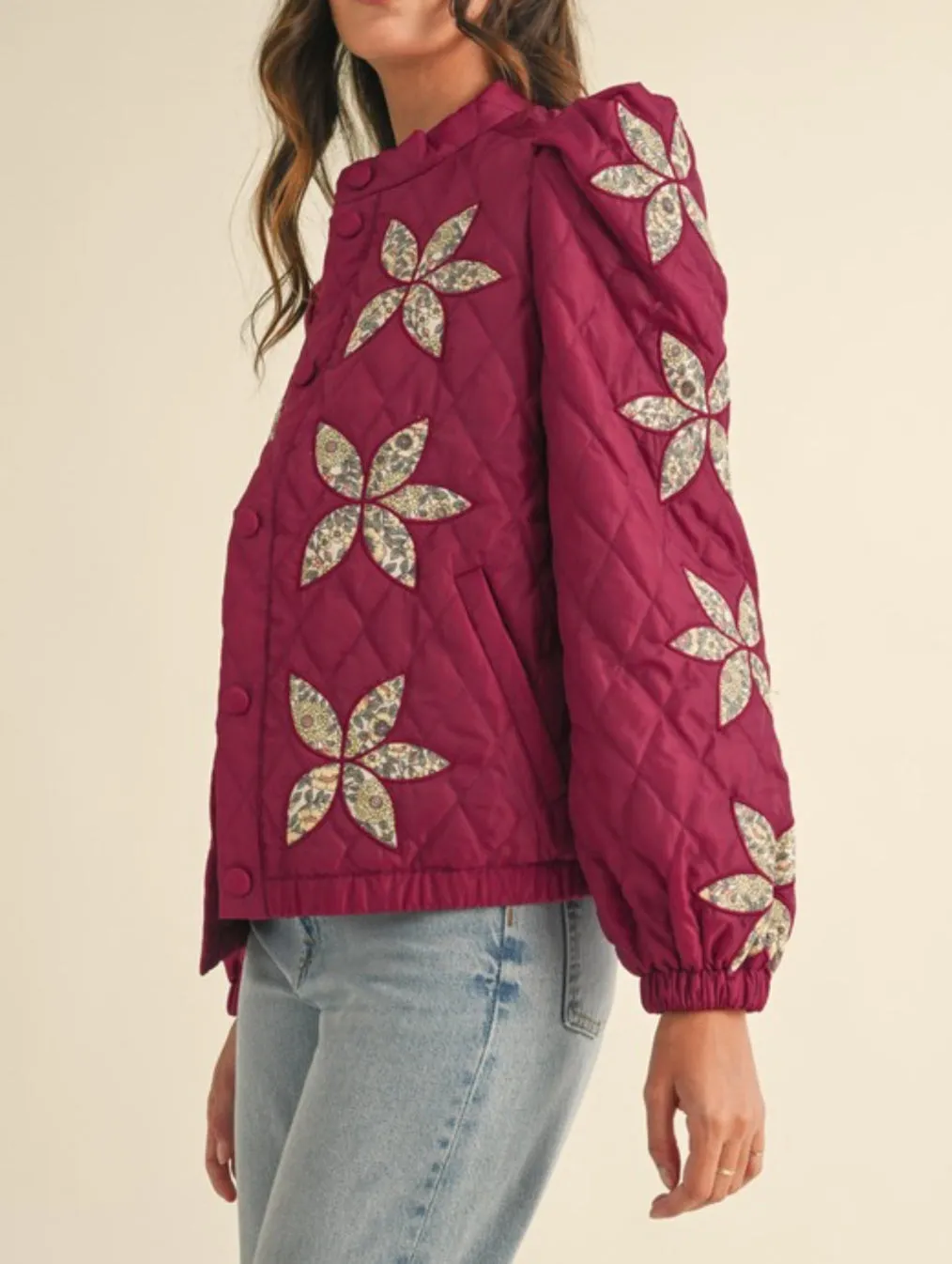 QUILTED JACKET WITH FLORAL PATCHWORK