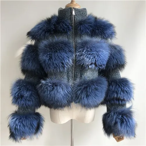Raccoon Fur Jacket Women Winter Real Fur Coat High Quality Natural Raccoon Fur Overcoat
